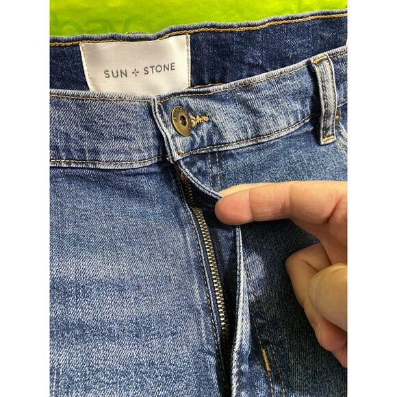 Sun + Stone Regular-Fit Blue Denim Shorts Men's 40 Button Zip - Picture 4 of 4